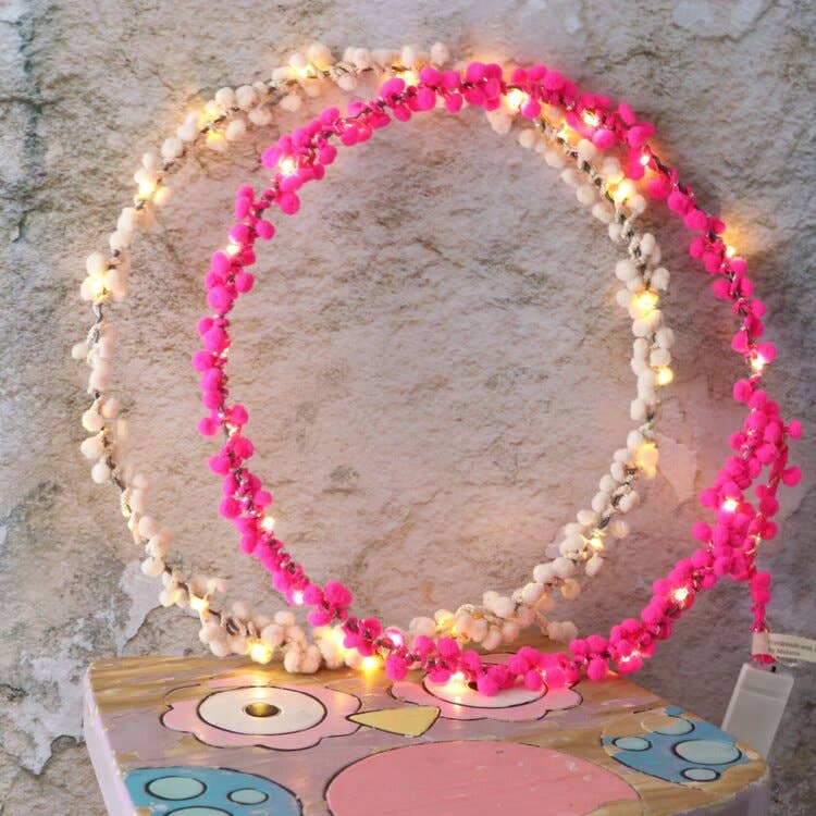 Pom Pom Fairy Light Wreath