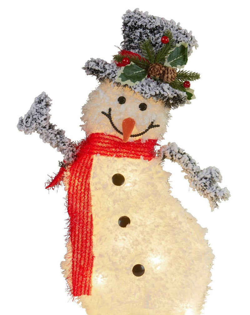 Luxury Snowy Christmas Snowman Statue LED 50cm