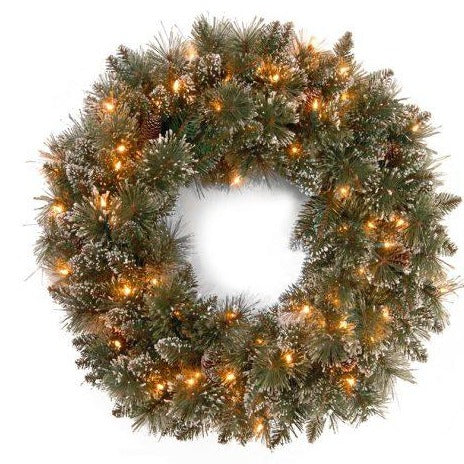 Sparkling Bristle Christmas Wreath LED 61cm