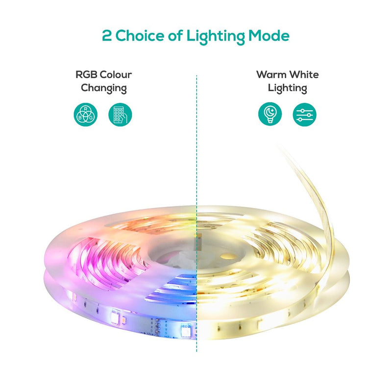 Smart RGB & Warm White 5M LED Strip Lights
