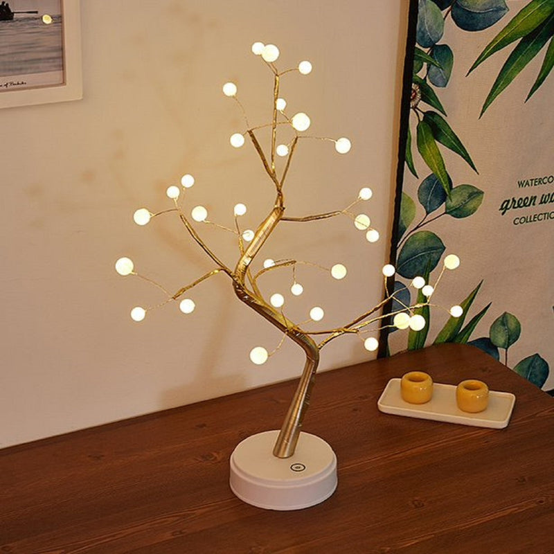 GOMINIMO Wood Desk Lamp Bonsai Lighted Tree
