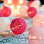 Pink Cotton Ball String Fairy lights