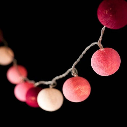 Pink Cotton Ball String Fairy lights