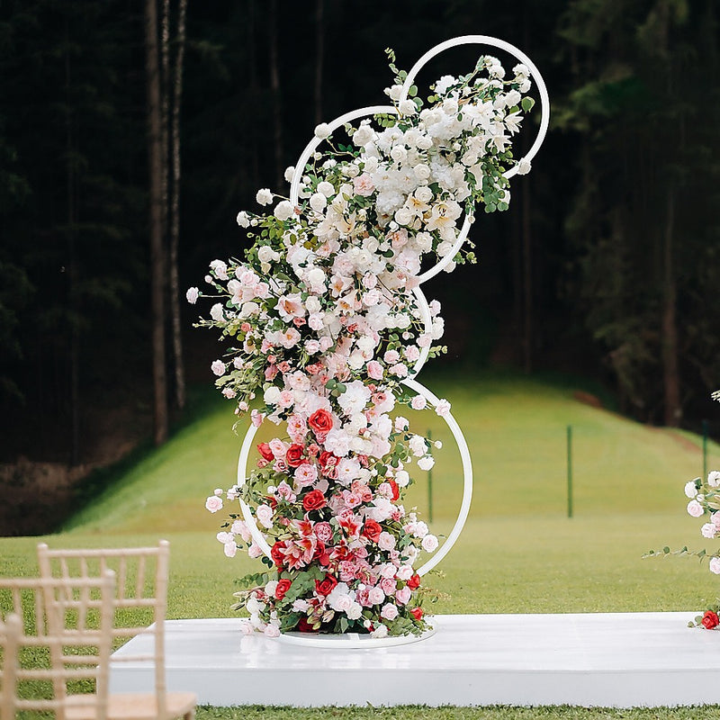 2pcs Round Wedding Arch Backdrop Rings Loops Flower Balloon Lawn Row Stand