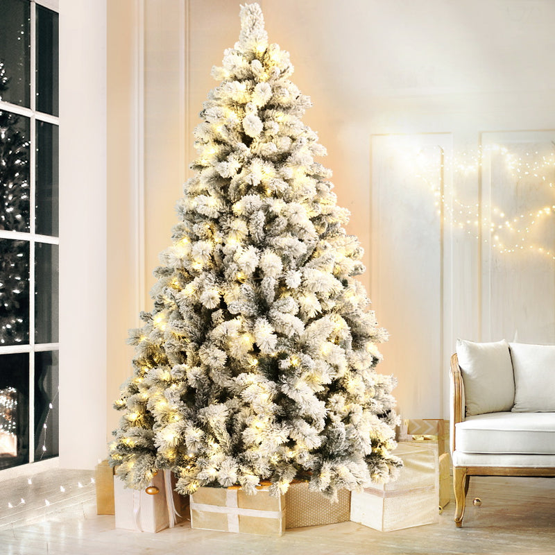 Jingle Jollys Christmas Tree 2.1M Xmas Tree with 500 LED Lights Snowy Tips