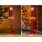 Jingle Jollys 1.8M Christmas Lamp Post Lights with Falling Snow Street Red Decor
