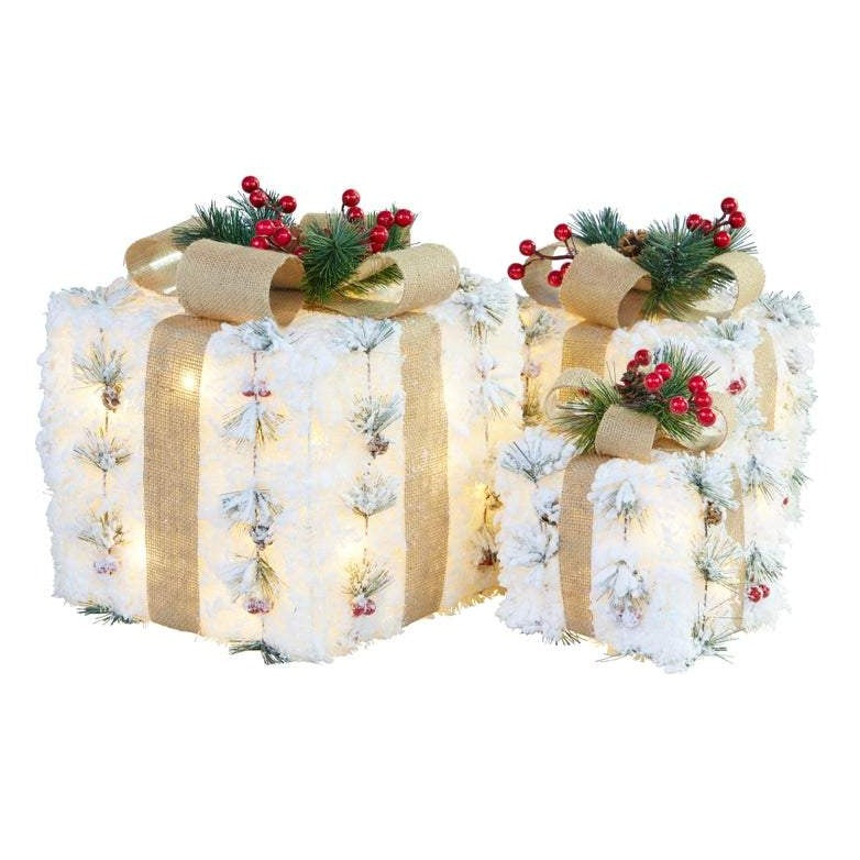 Luxury White Snowy Christmas Gift Boxes LED