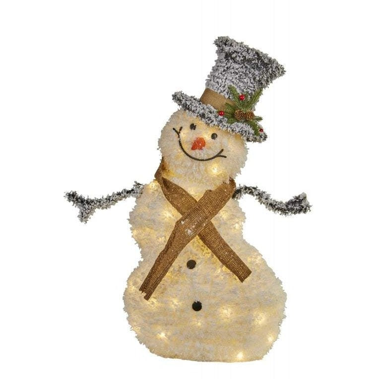 Luxury Snowy Christmas Snowman Statue LED 80cm